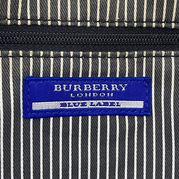 BURBERRY BLUE LABEL Denim Top Zip Shoulder Bag w/ Adj Brown Leather Straps RARE - Picture 13 of 17